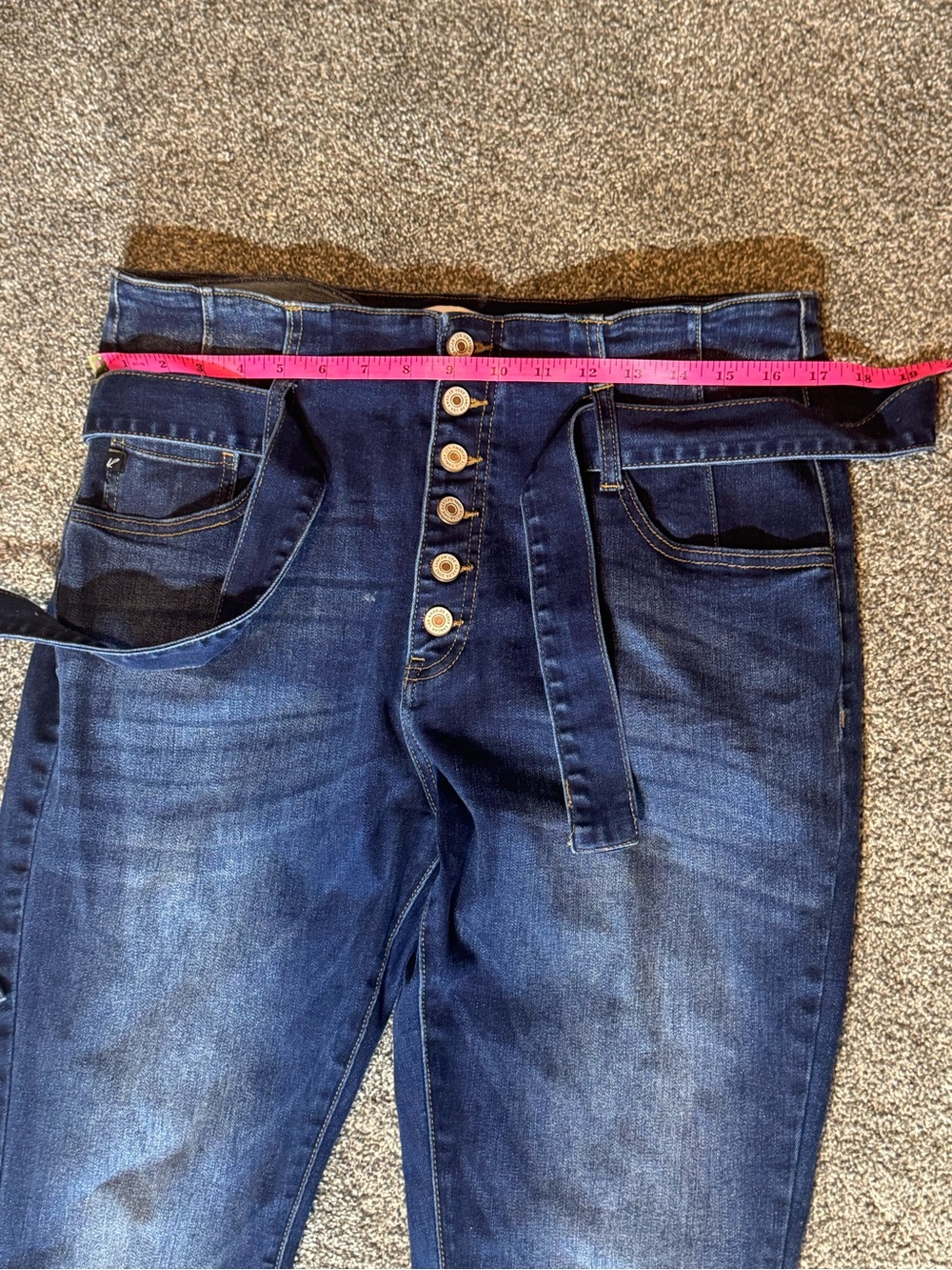 High-Waist Kancan Paperbag Dark Wash Women’s Jeans with Tie Belt sz 31 - Picture 4 of 7